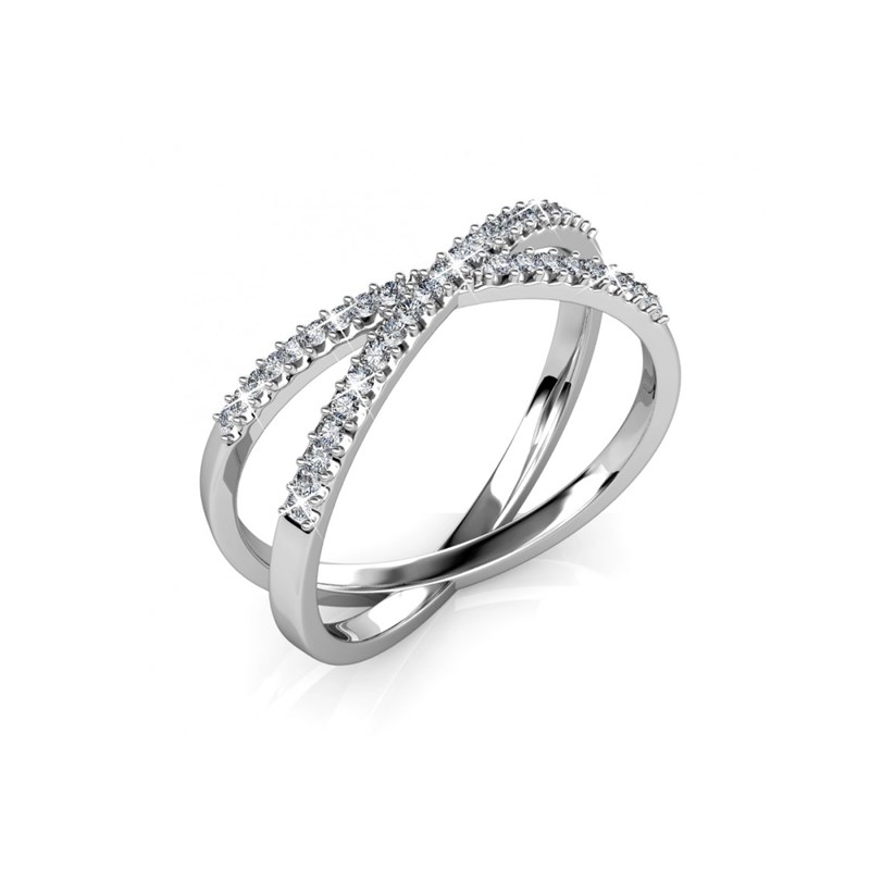 Bague X - Argenté et Cristal