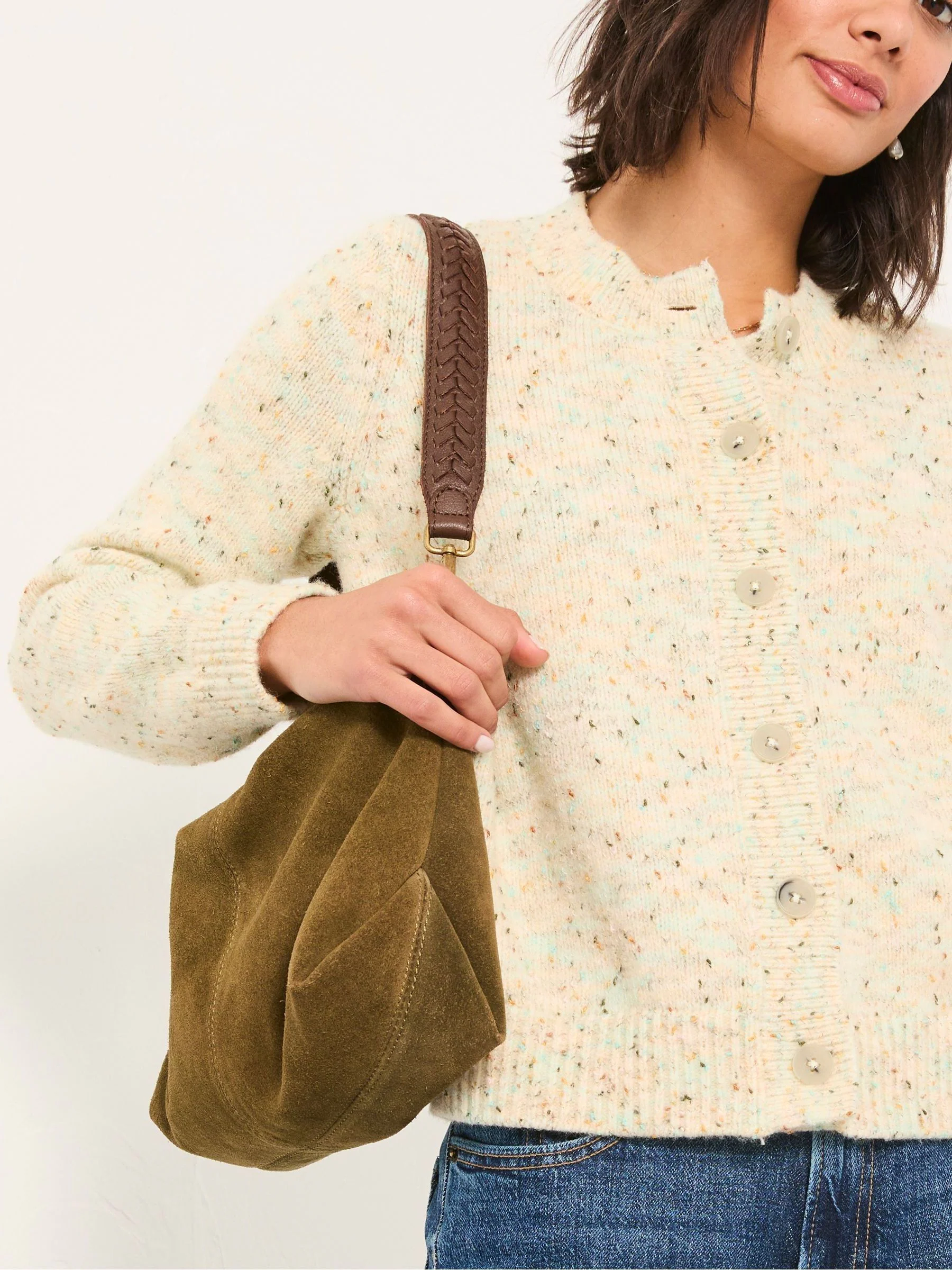 Groen - FatFace Suede Envelope Bag