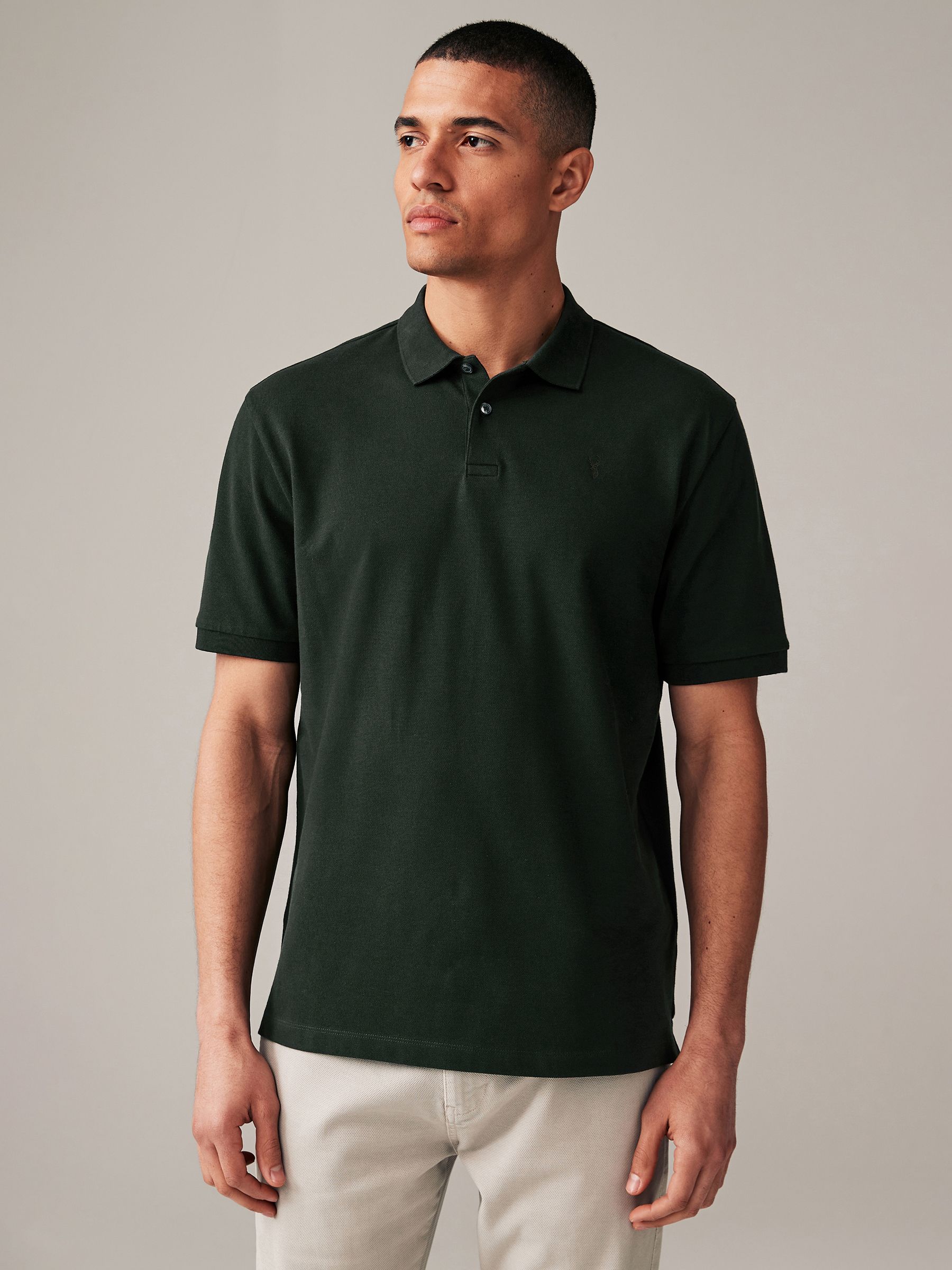 Olijfgroen - Normale Pasvorm - Long-Sleeve Pique Polo Shirt