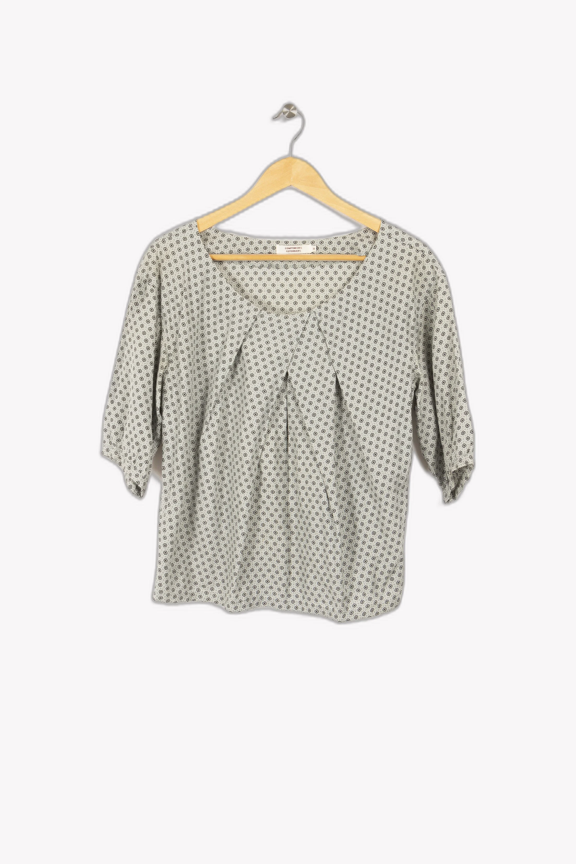 Blouse bleue à petits motifs circulaires | Bleu