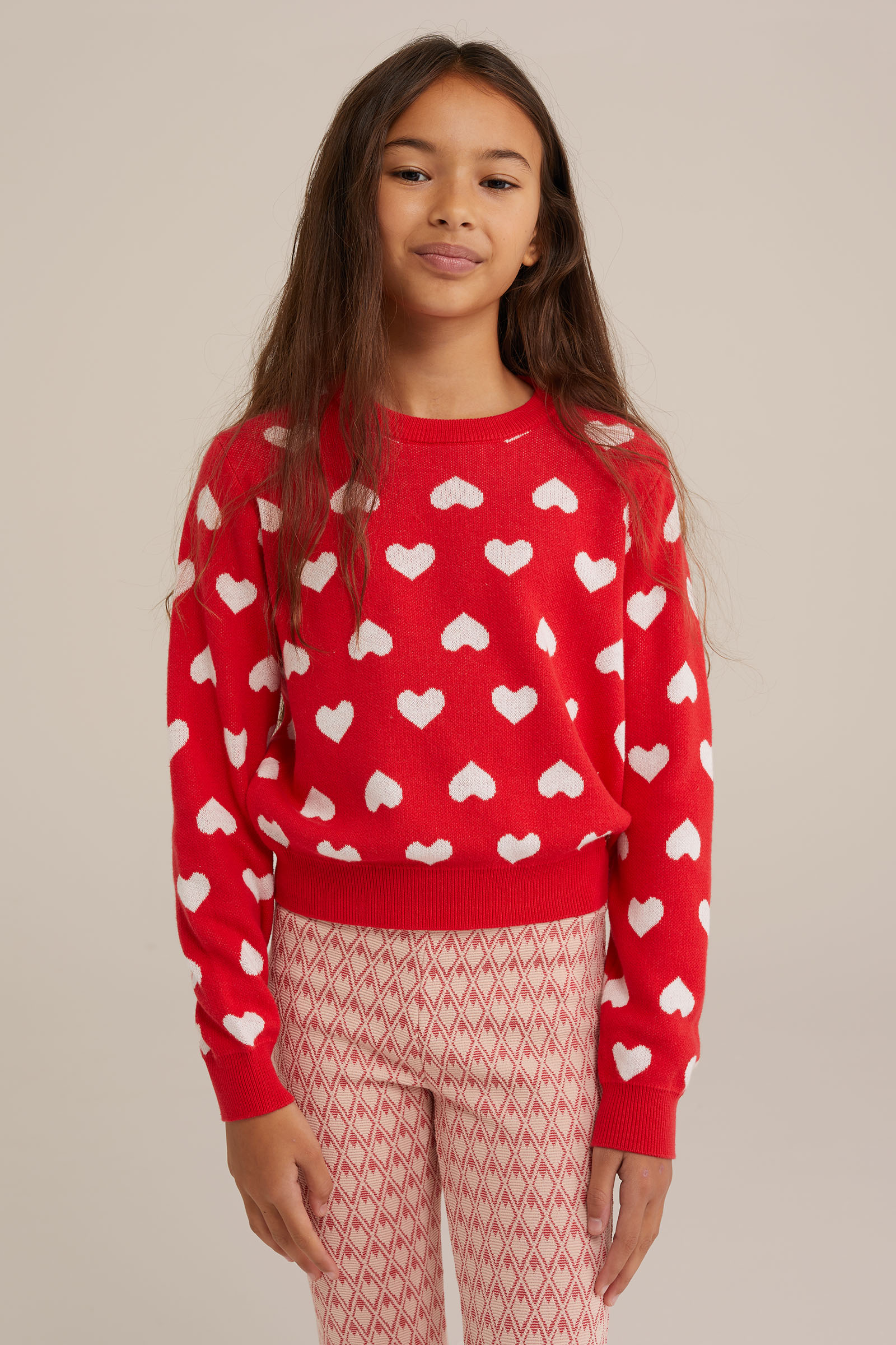 Meisjes trui met dessin WE Fashion Vuurrood