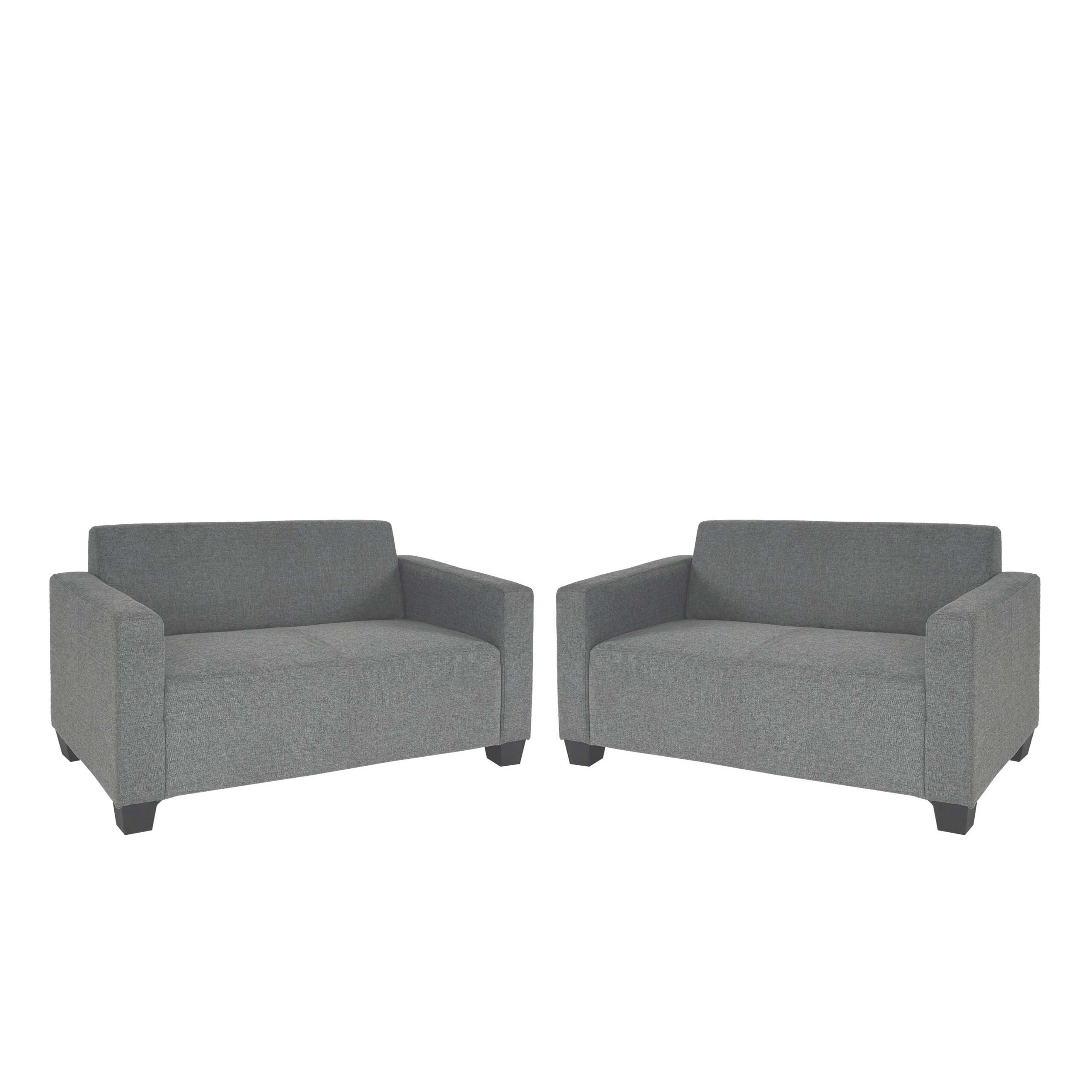 Sofa-Garnitur Couch-Garnitur 2x 2er Sofa Moncalieri Stoff/Textil ~ grau
