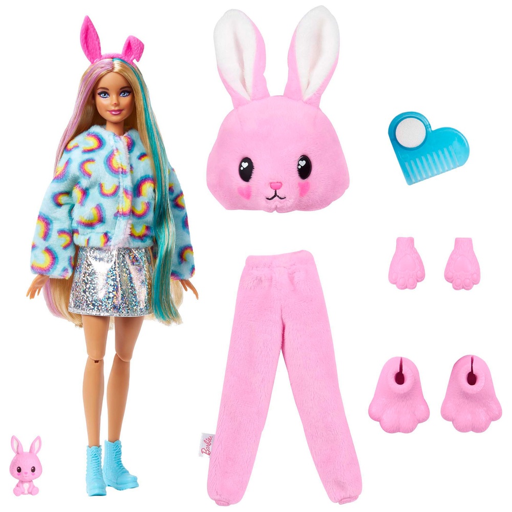 Barbie Cutie Reveal Puppe mit Hasen-Plüschkostüm und 10 Überraschungen