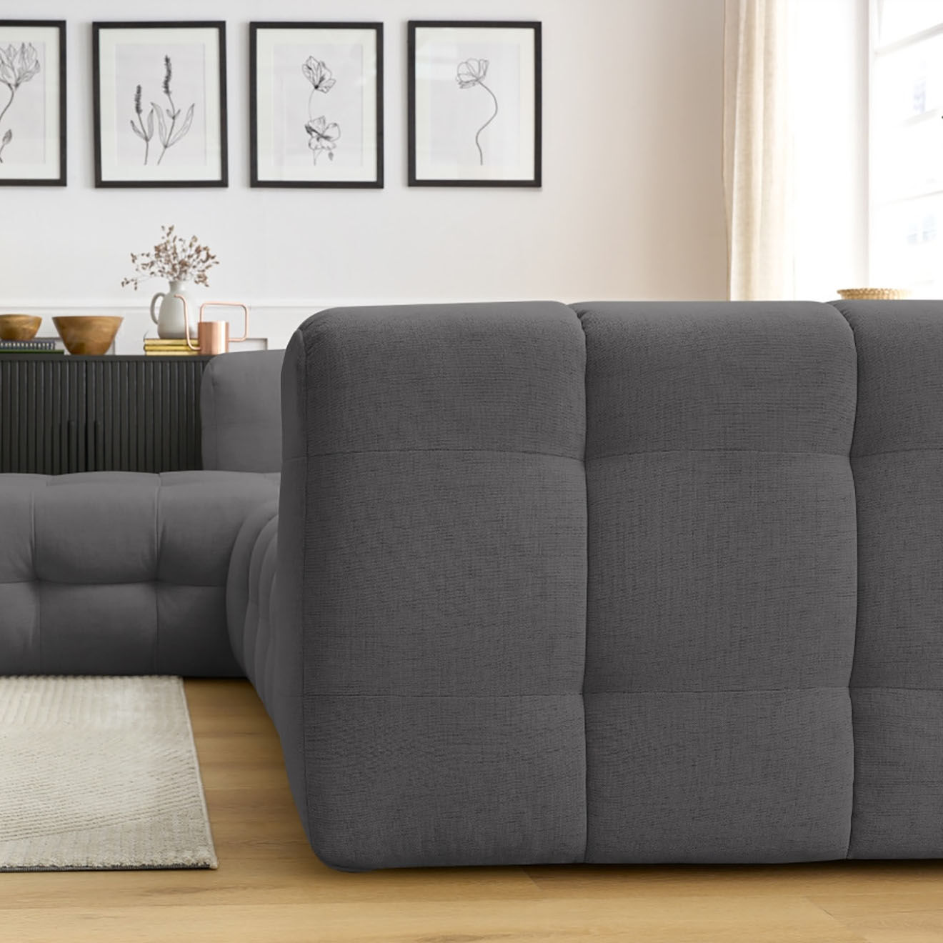 Bobochic Canapé d'angle gauche cloud gris foncé - 288x184x75 cm