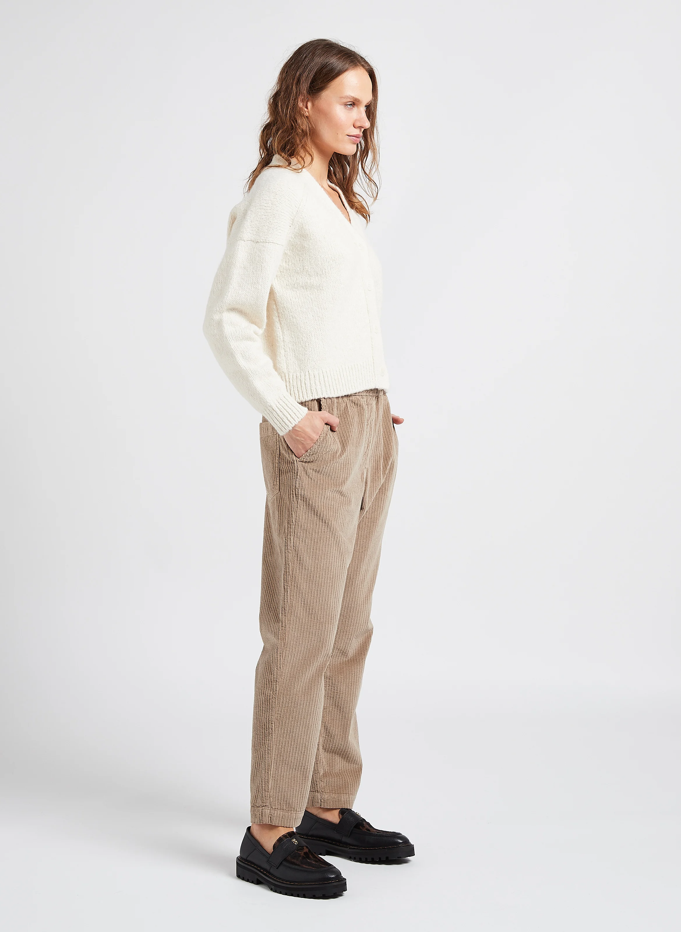 COLIMA - Cardigan col v en laine mélangée | Beige