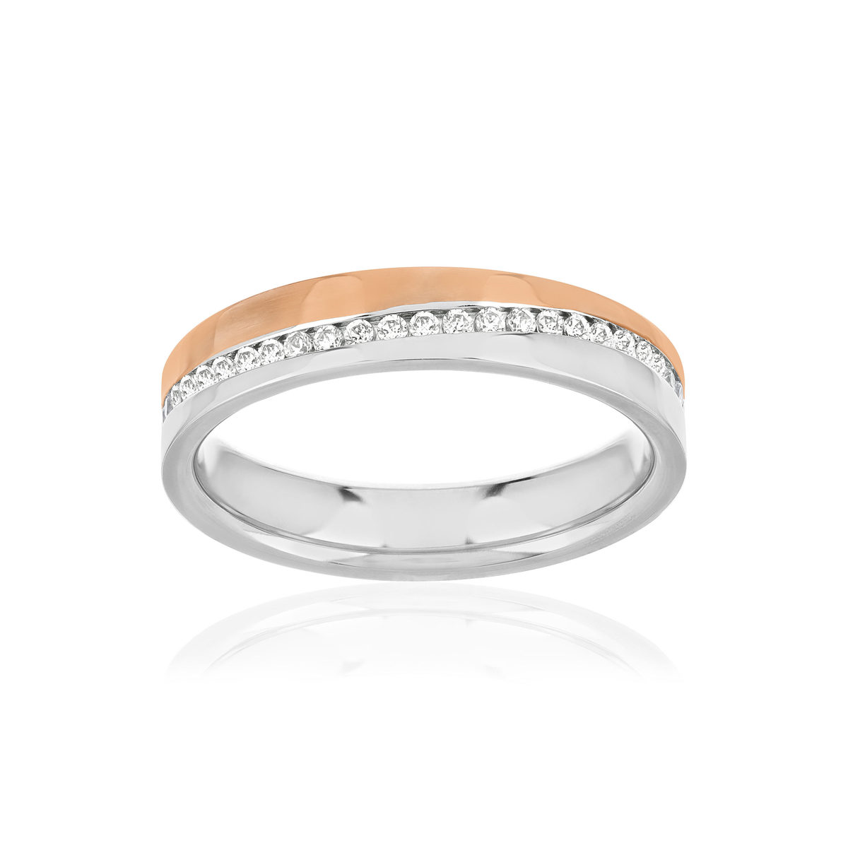 Alliance 2 ors 375 rose et blanc diamants 0.41 carat