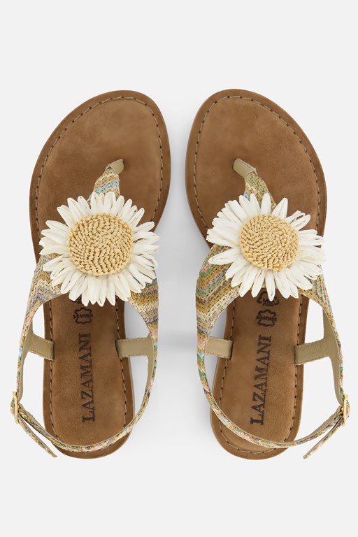 Lazamani Sandalen Flower beige Leer