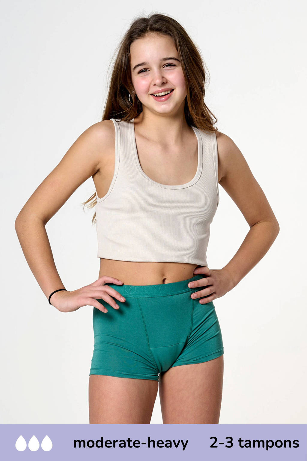 boyshort menstruatieslip Medium/Heavy groen