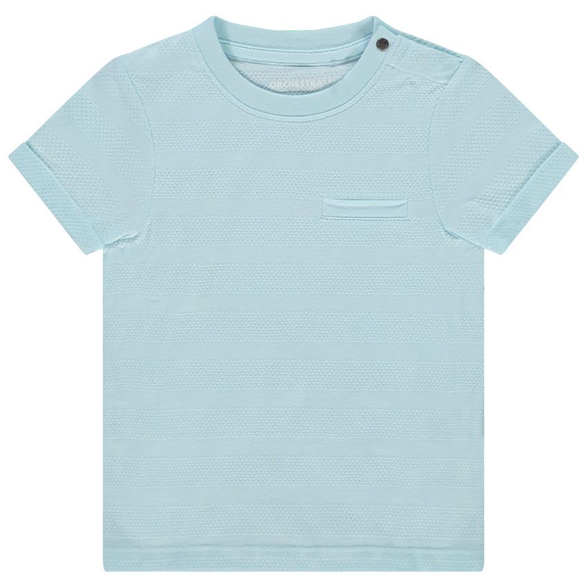 T-shirt manches courtes uni effet texturé pour bébé garçon - Bleu