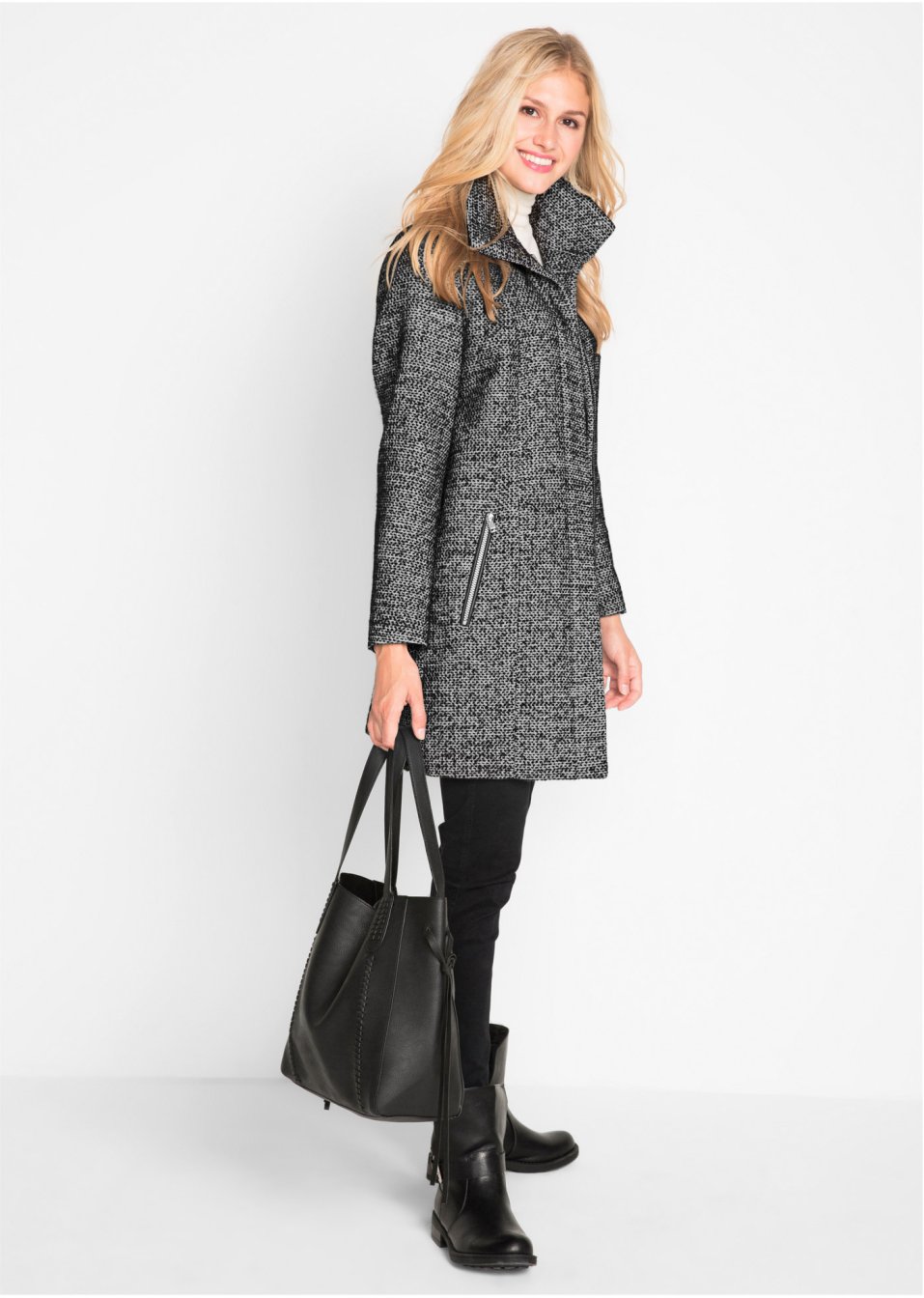 Manteau mi-saison décontracté imitation laine