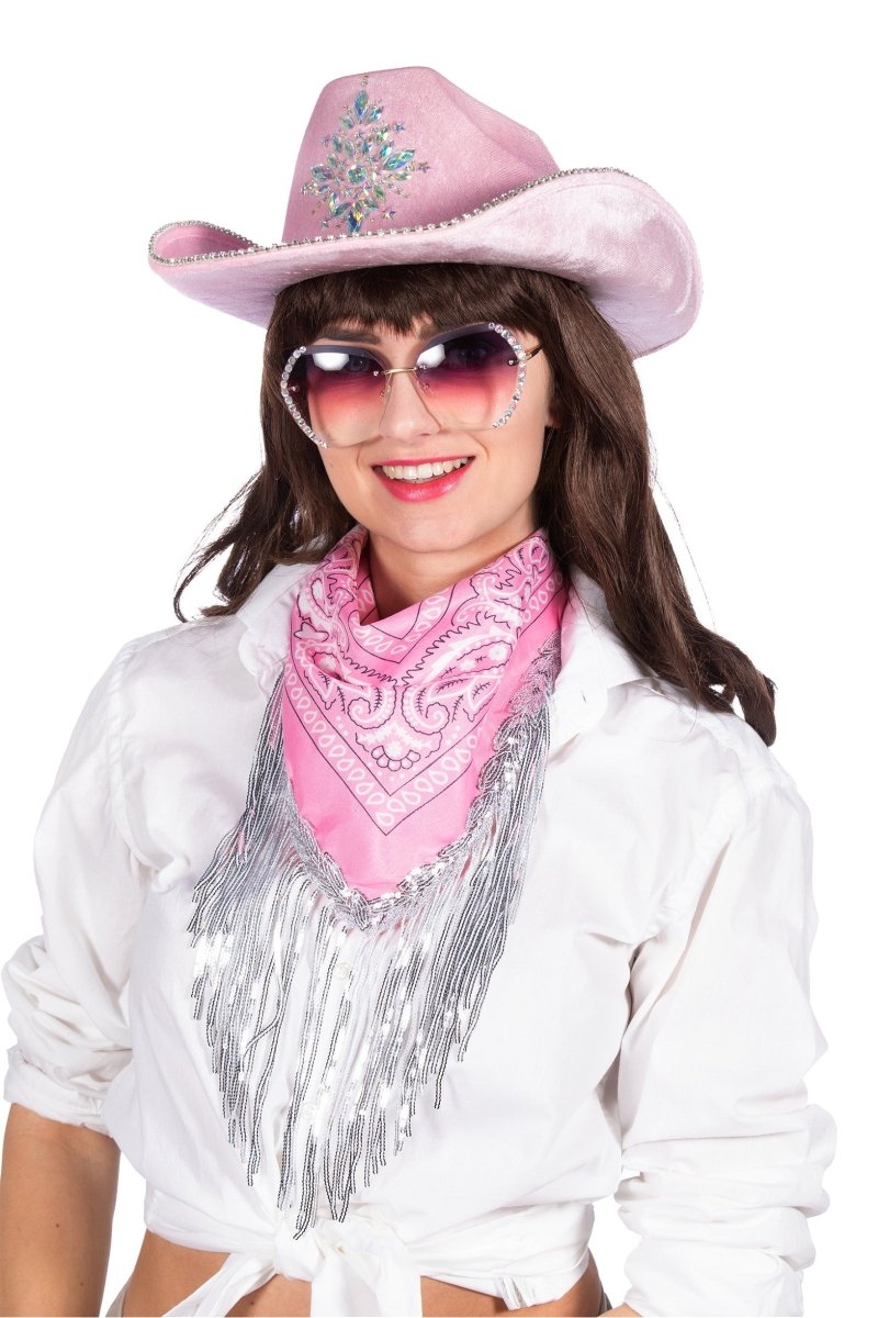 Roze Bandana Strass Franjes