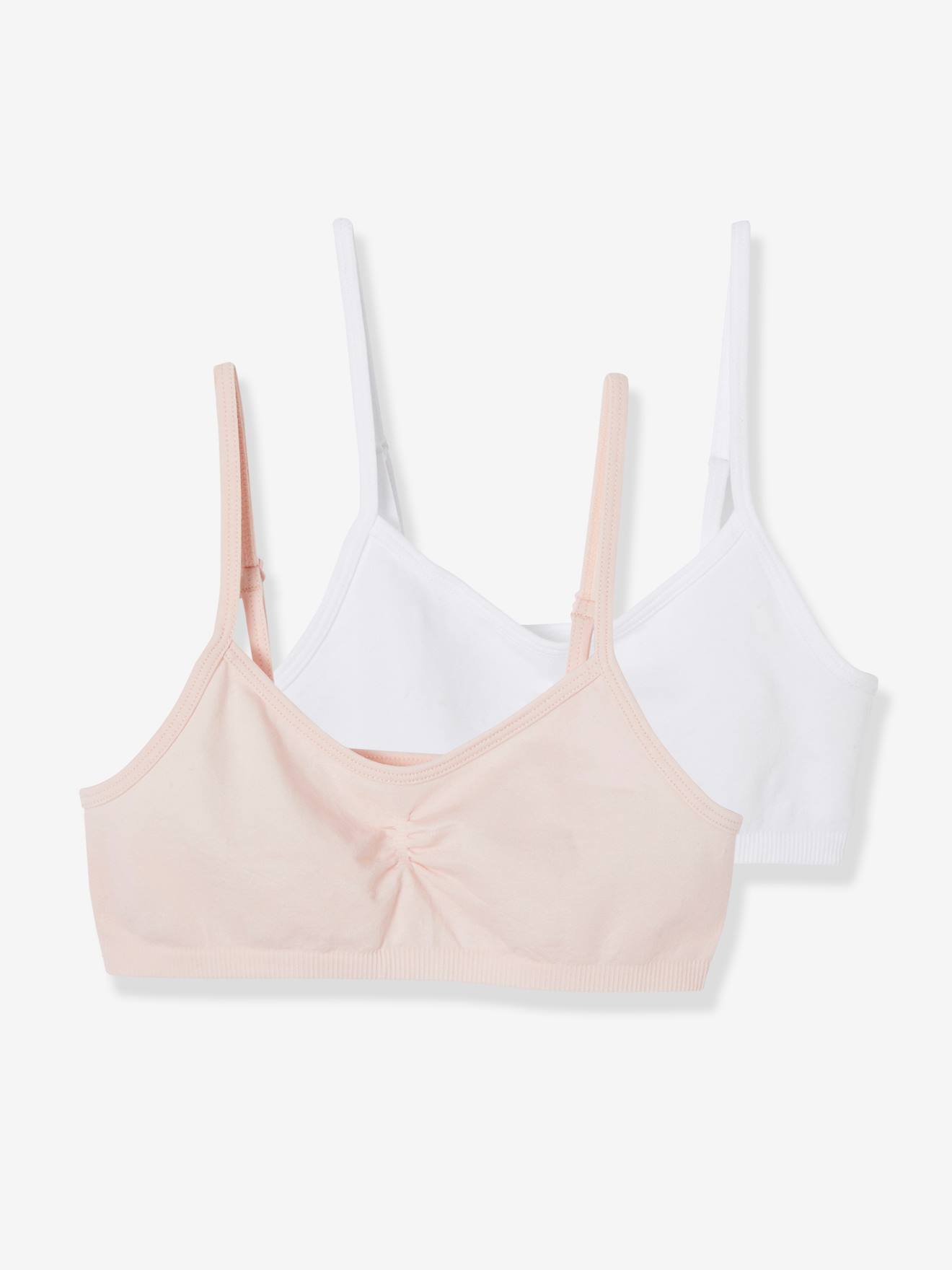 Conjunto de 2 tops de microfibra para meninas, rosa claro liso.
