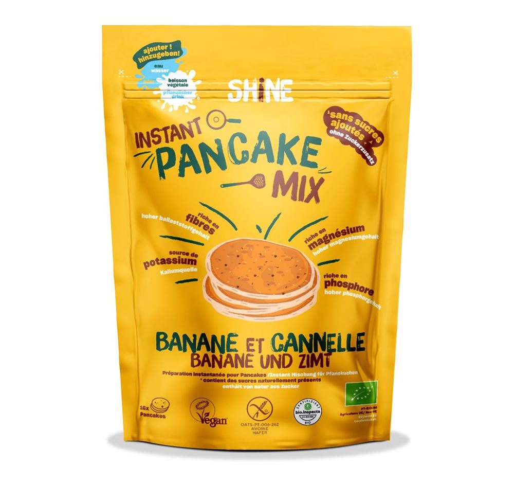SHINE Instant Pancake Mix<br>300 g, Beutel, Banane & Zimt BIO