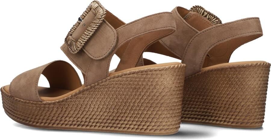 Gabor Dames Sandalen met hak 771 Taupe Suède Sleehak