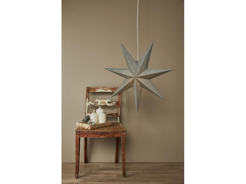 Star Trading Papierstern Cotton, Grün, Ø 60 cm LED Weihnachtsdekoration