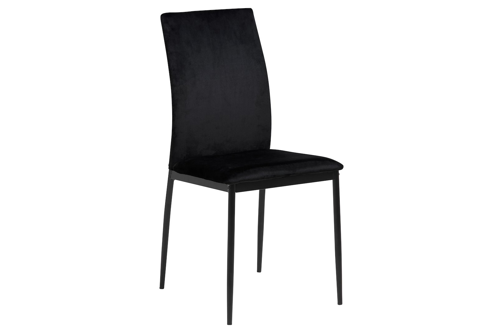 Demina spisestol Tekstil Dublin 50 sort med sort metall understell