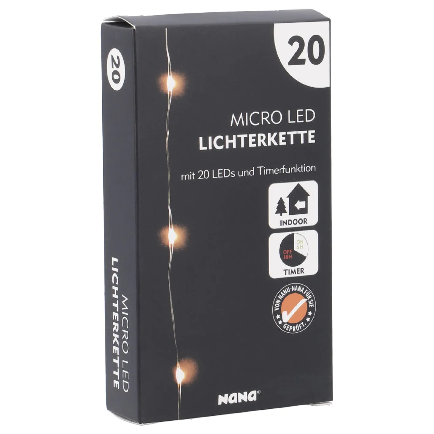 Filigrane Lichterkette aus Draht mit 20 LED