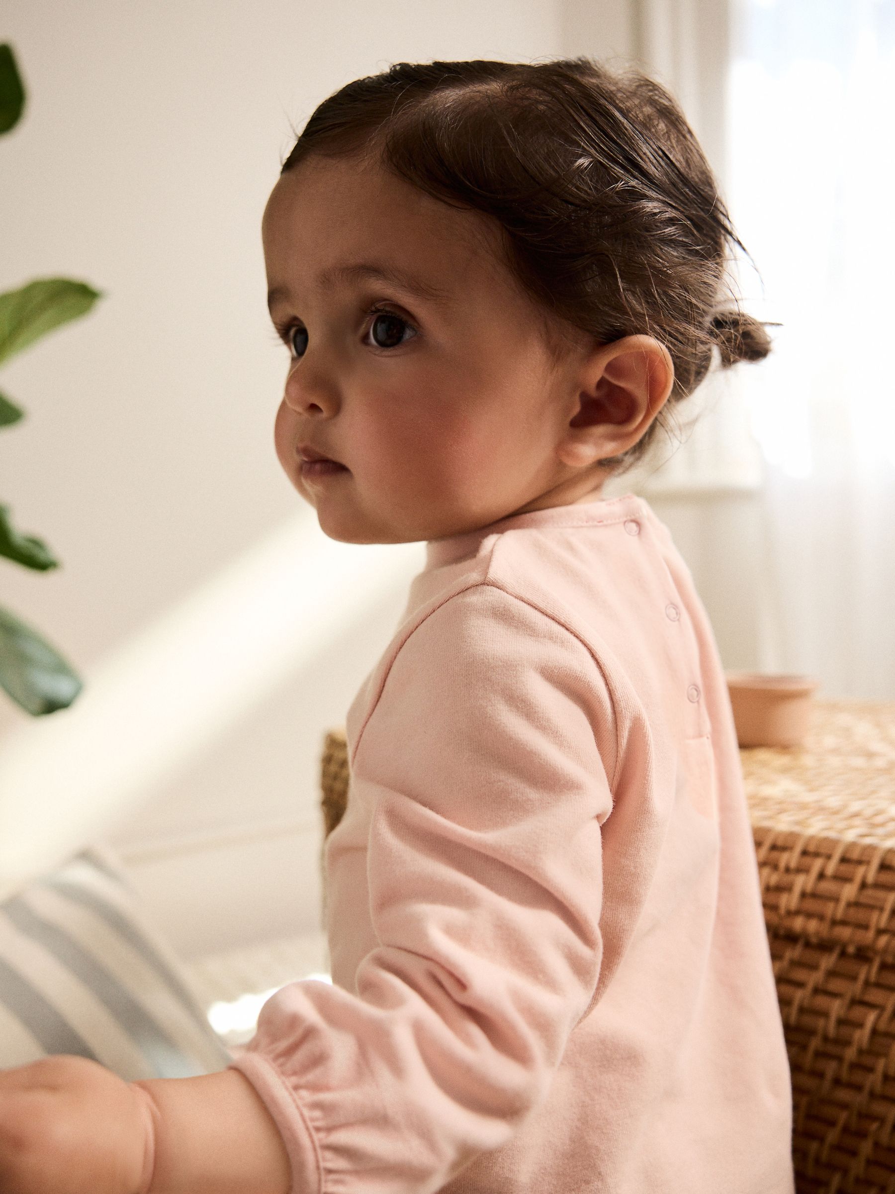 Roze/naturel gingham - 2 -delige Babyset van peplum top met Lange mouwen en Broeken (0mnd -2jr)