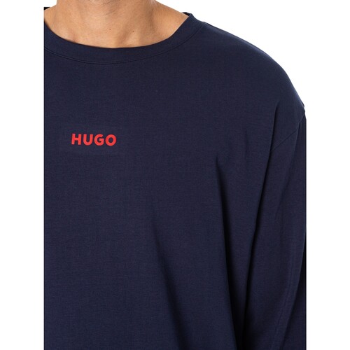 BOSS - Camiseta De Manga Larga Linked Longue Azul