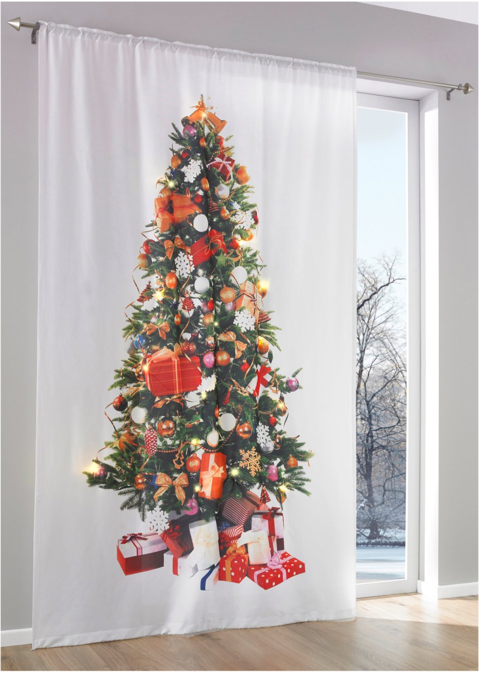 Rideau LED à imprimé sapin de Noël (1 pce)