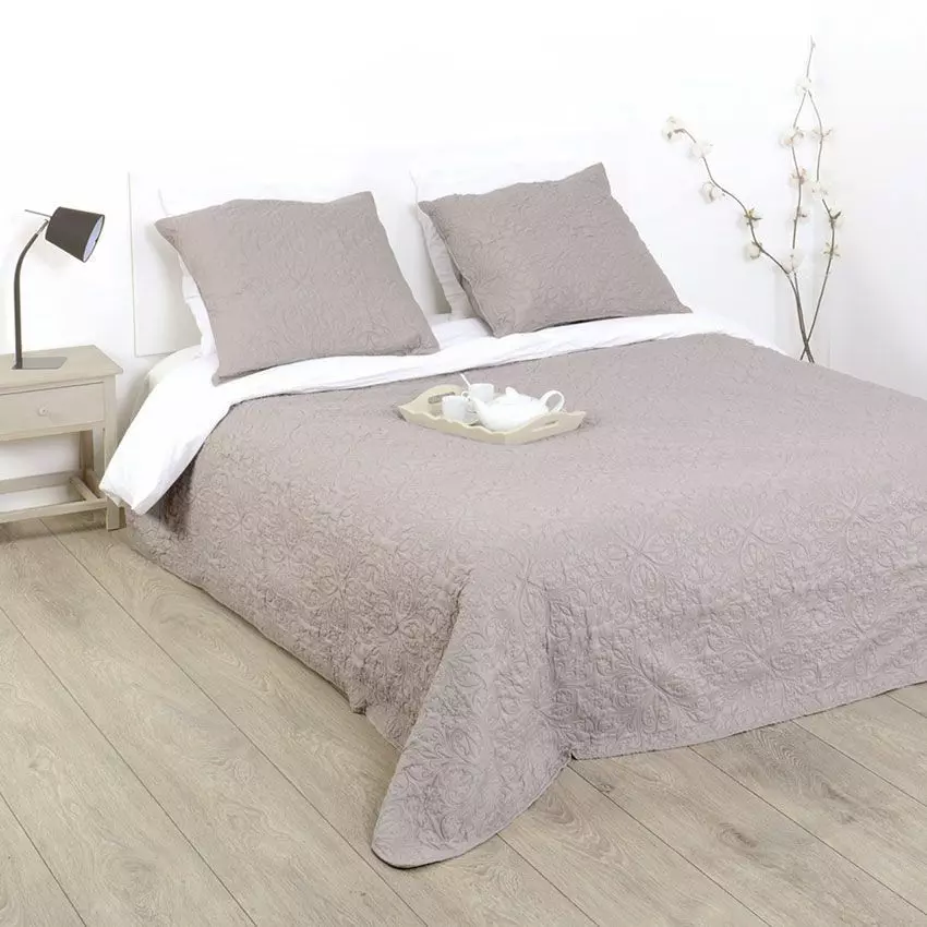 Boutis et taies d'oreiller (240 x 260 cm) Arabesque Taupe
