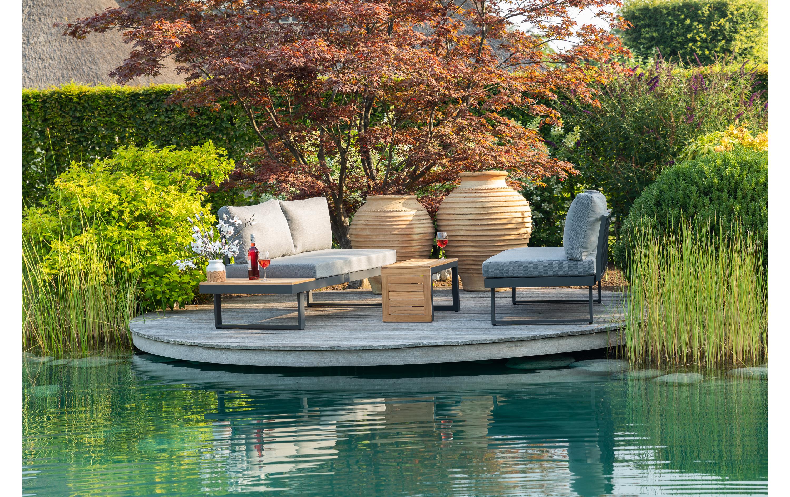 Loungeset Ascona, Anthrazit, 4 Sitzplätze<br>Zwei Sofas und ein Beistelltisch für Garten, Terrasse oder Balkon