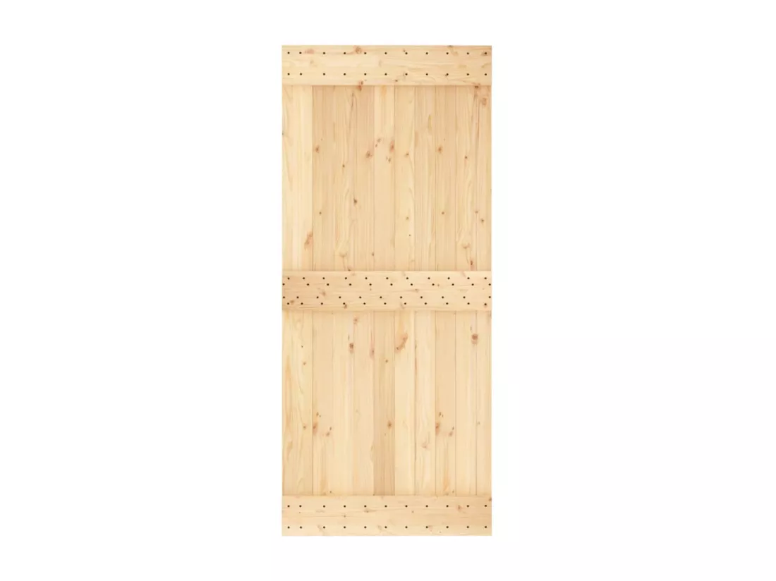 Porte coulissante et kit de quincaillerie 90x210 cm pin massif