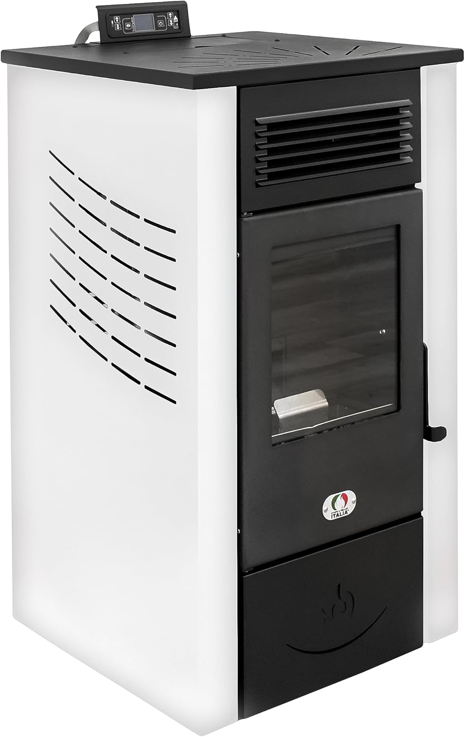 STUFE A PELLET ITALIA Canada 12 KW Kanalisiert 5 Sterne WiFi | Pelletöfen Effizienz 91% Heizt 120m² Autonomie 15 Std. 5-Sterne-Zertifiziert Programmierbar WiFi-Steuerung 5 Kräfte 24 M Garantie Weiß