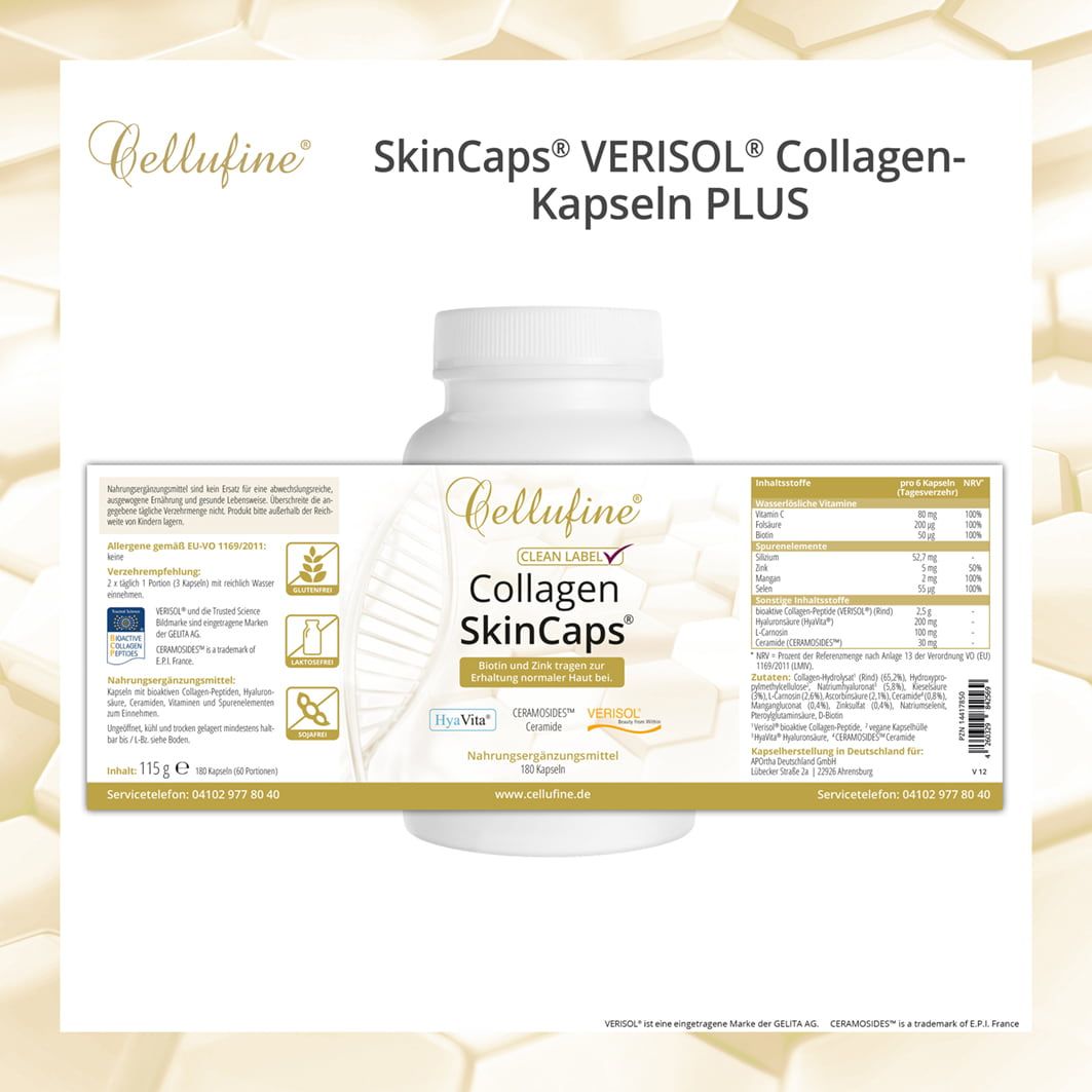 Cellufine® SkinCaps® VERISOL® B (Rind) Collagen-Kapseln PLUS Vitalstoffe