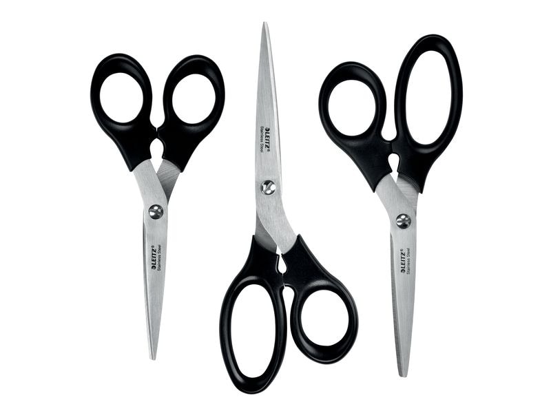 Leitz Schere 16.5, 18.5, 20 cm, Edelstahl Schere für Links- und Rechtshänder