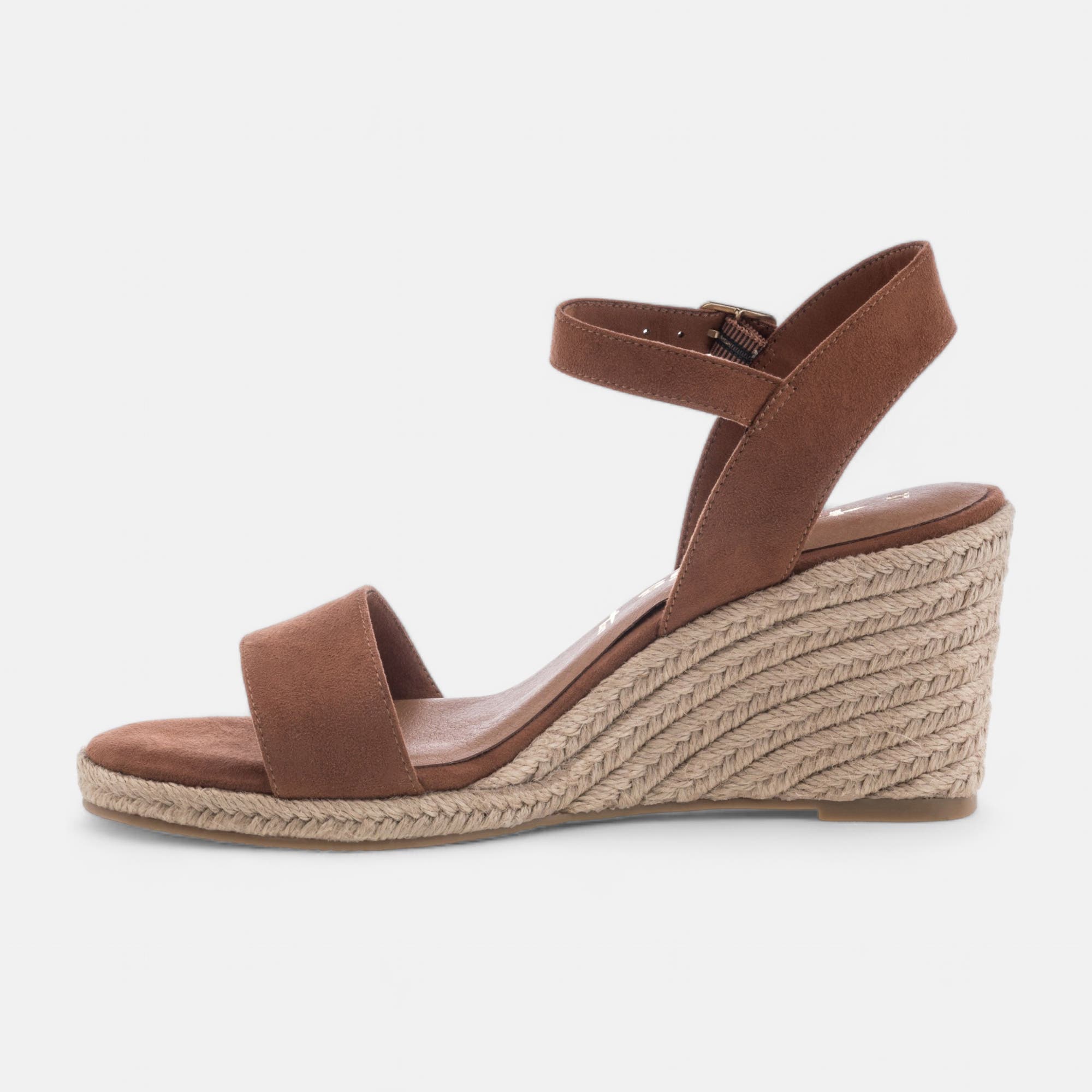 Espadrilles à talon compensé Femme cognac