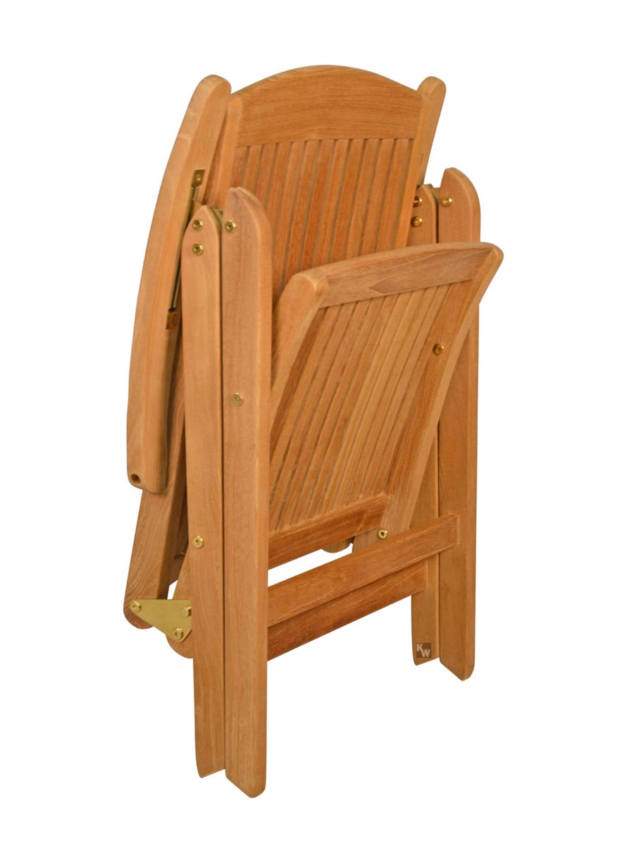 Premium teakhouten tuinstoel met hoge rugleuning, verstelbaar, elegant, weerbestendig, massief hout