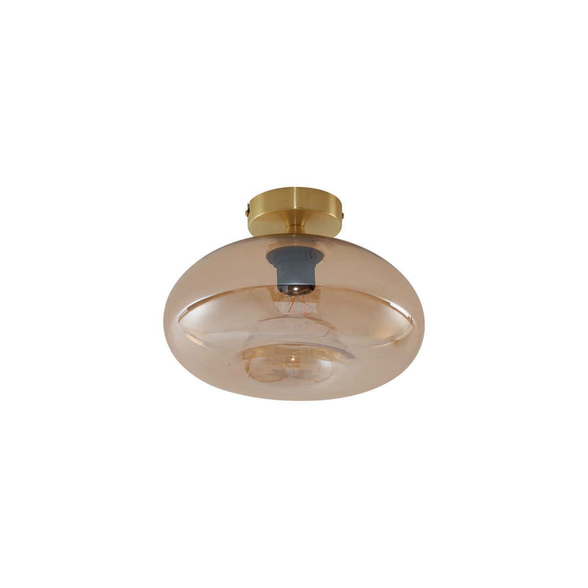Art Deco plafondlamp messing met amber glas - Busa