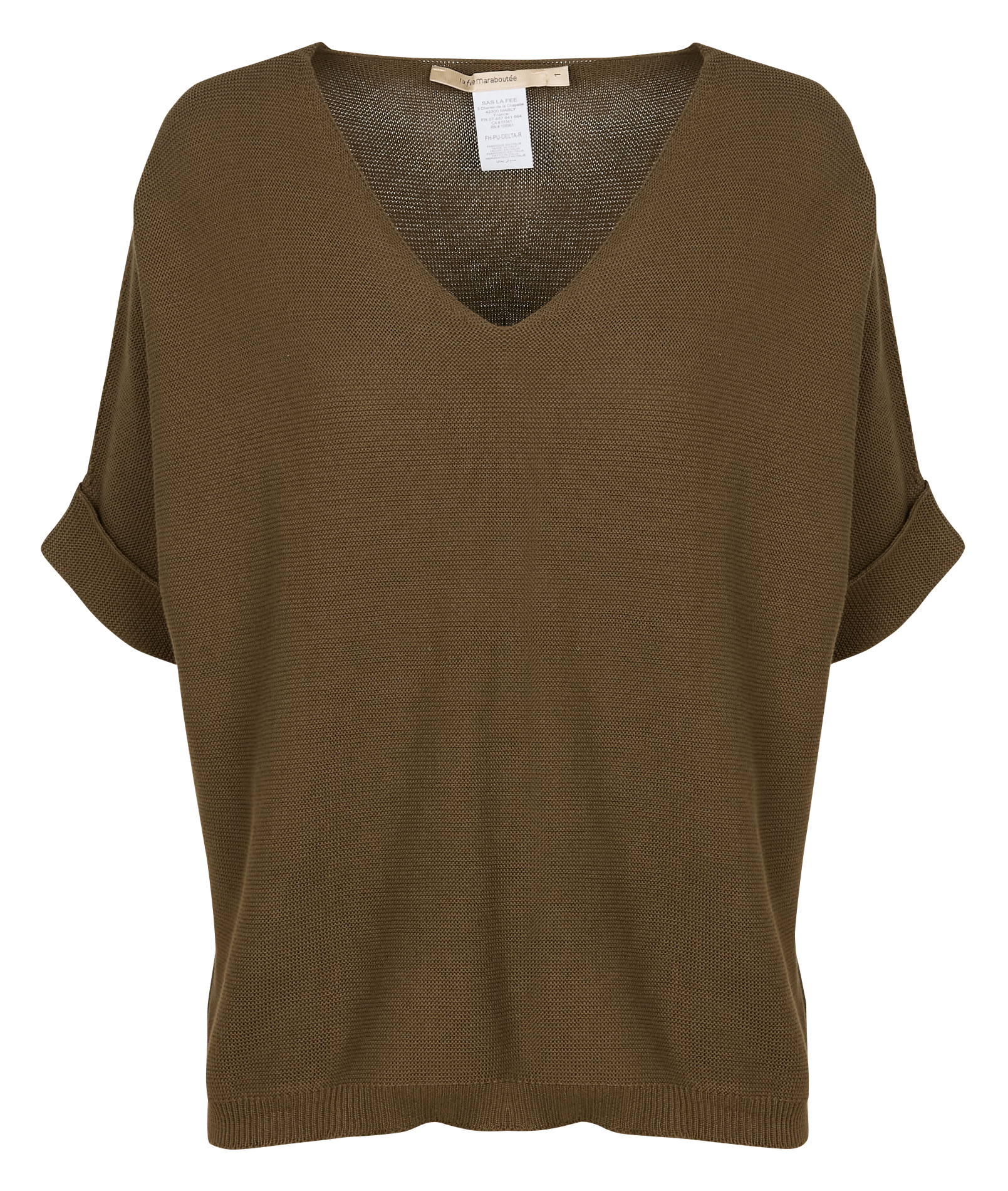 Top ample col V en maille | Vert