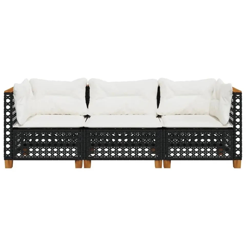 vidaXL - Tuinbank - Zwart - Poly rattan - 3 stuks