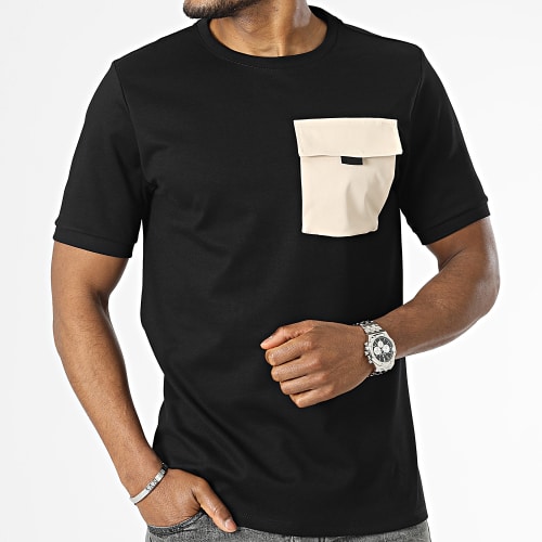 Tee Shirt A Poche Noir Beige