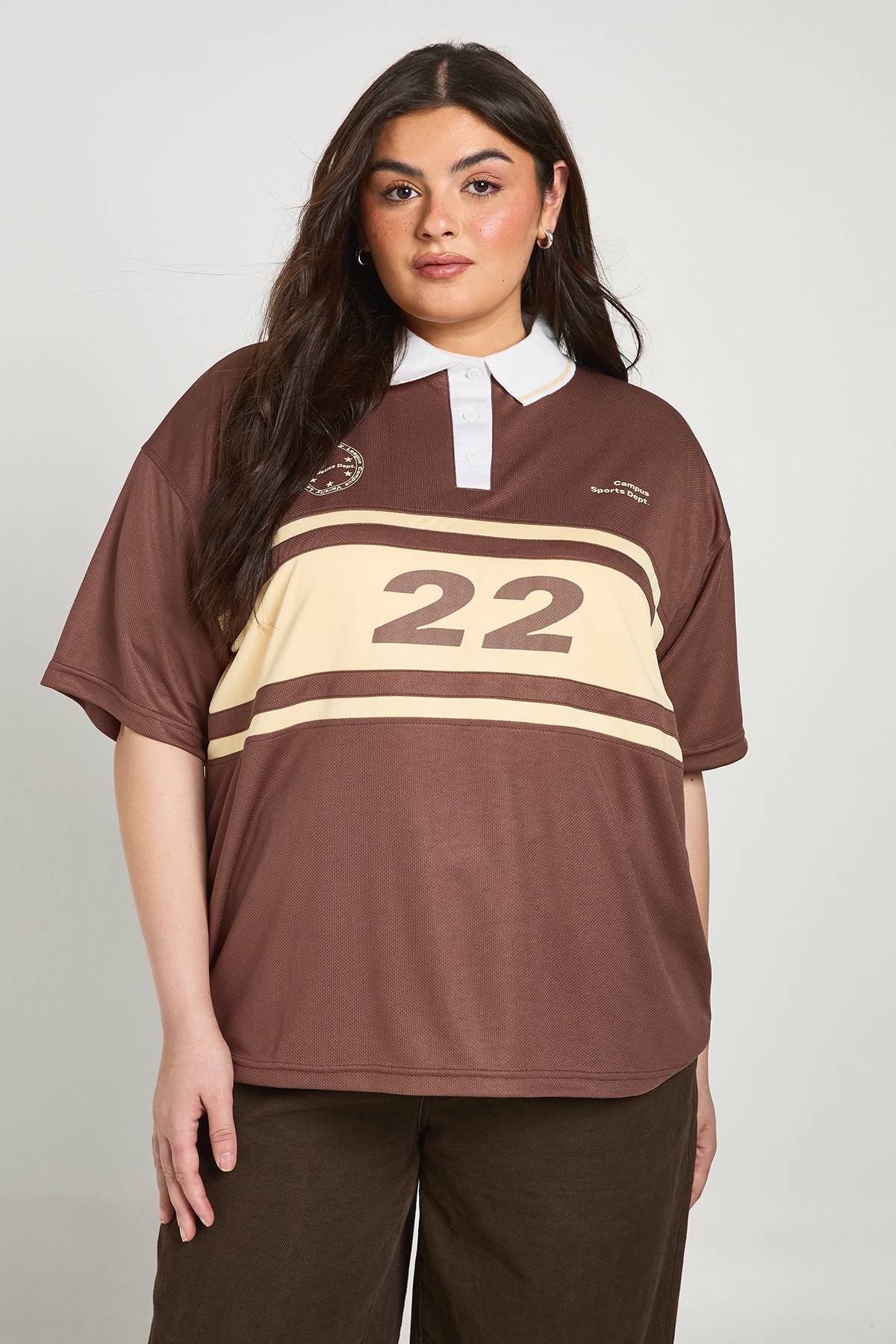 boohoo Haut De Rugby À Col Grande Taille