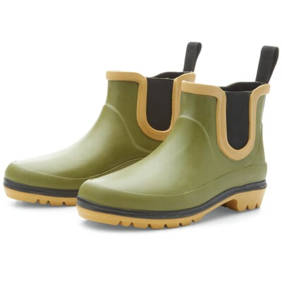 Damen-Gummistiefelette, Oliv-Schwarz