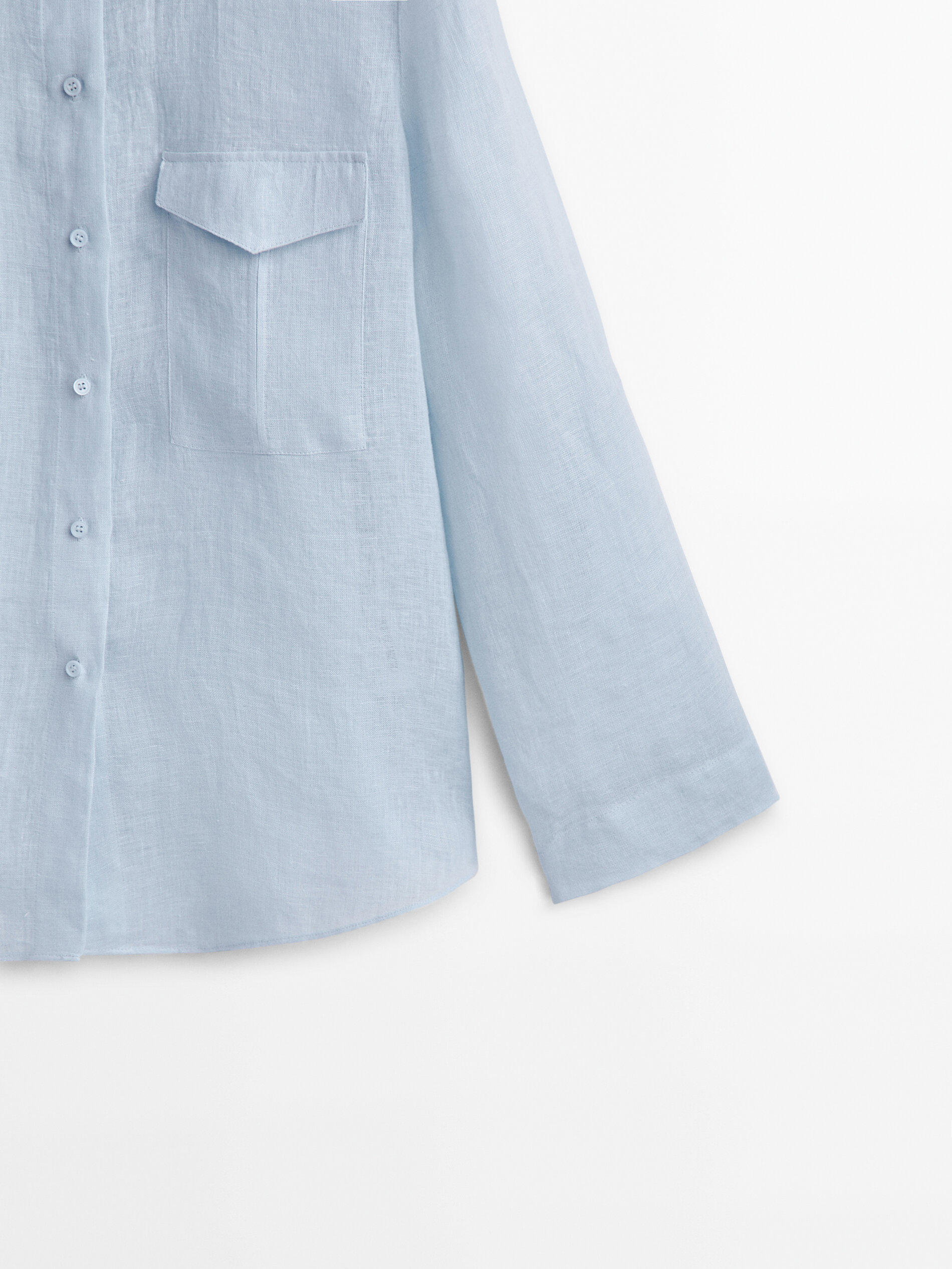 Camisa 100% linho com zíper - Azul claro