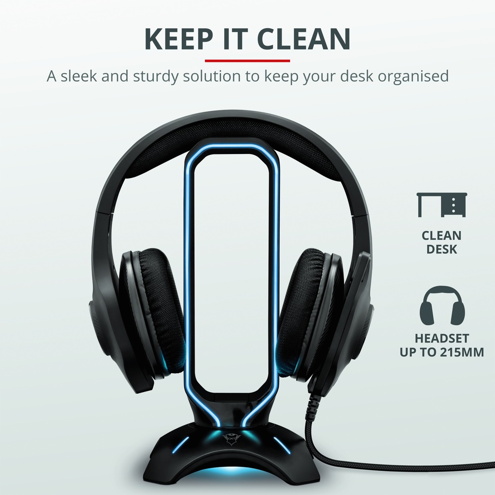 Trust GXT 265 Cintar RGB-beleuchteter Headset-Ständer mit zwei USB-Anschlüssen