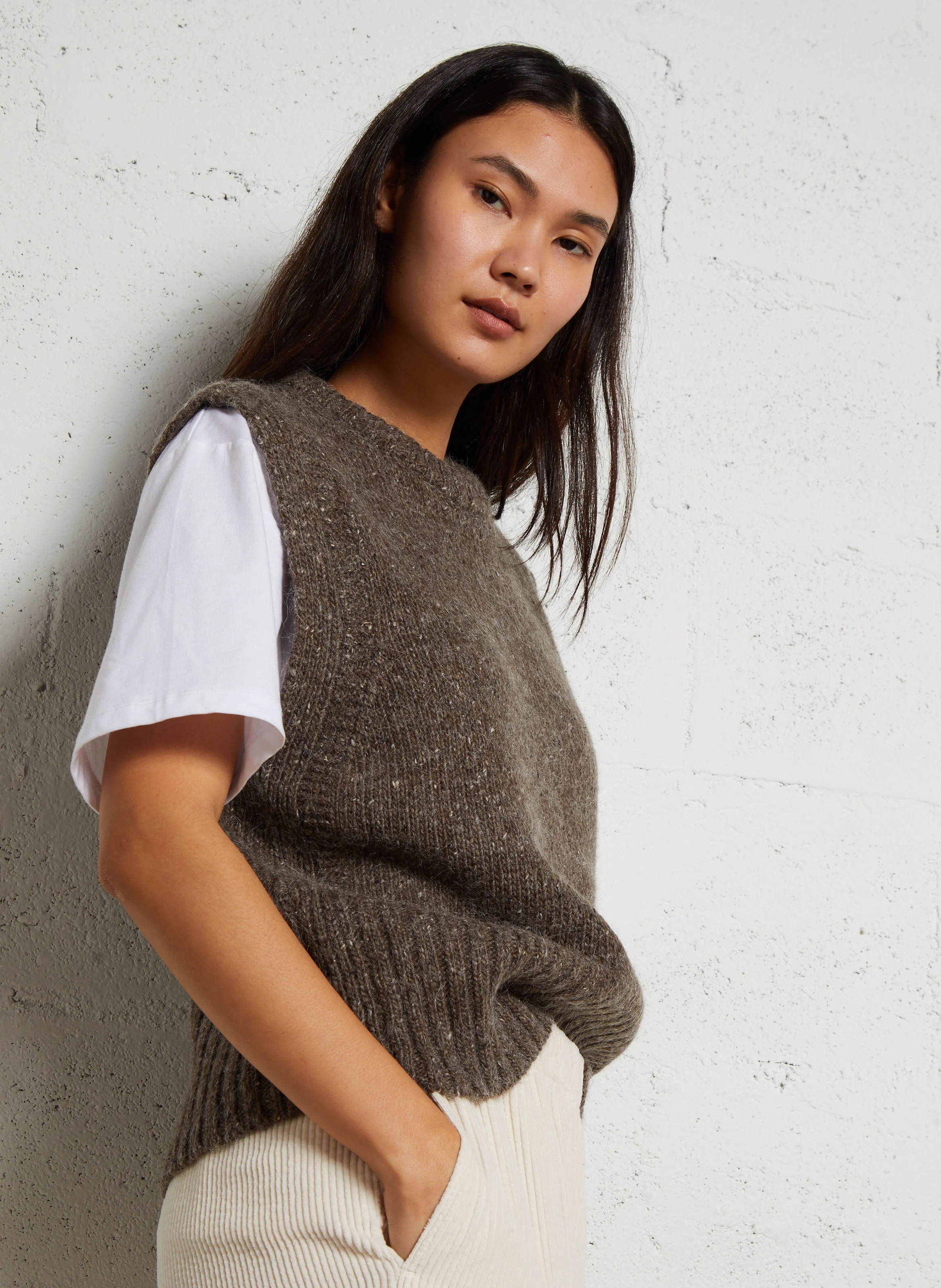 CELMA - Pull col rond en laine mélangée | Gris