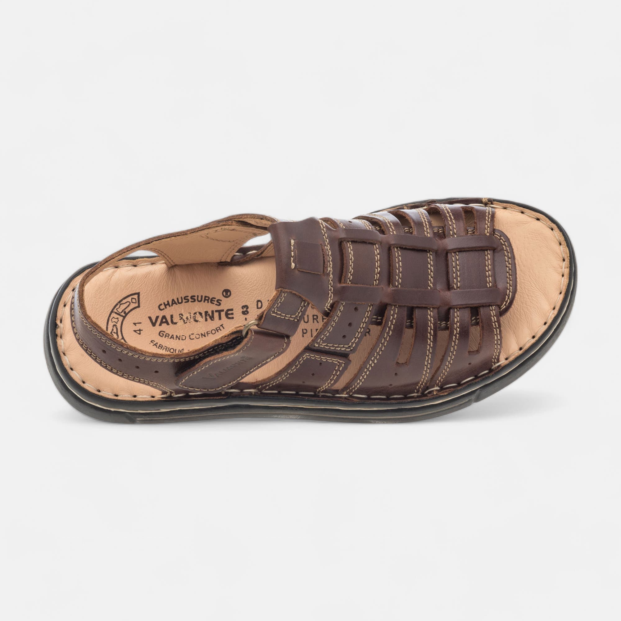 Nu-pieds confort Homme en cuir marron