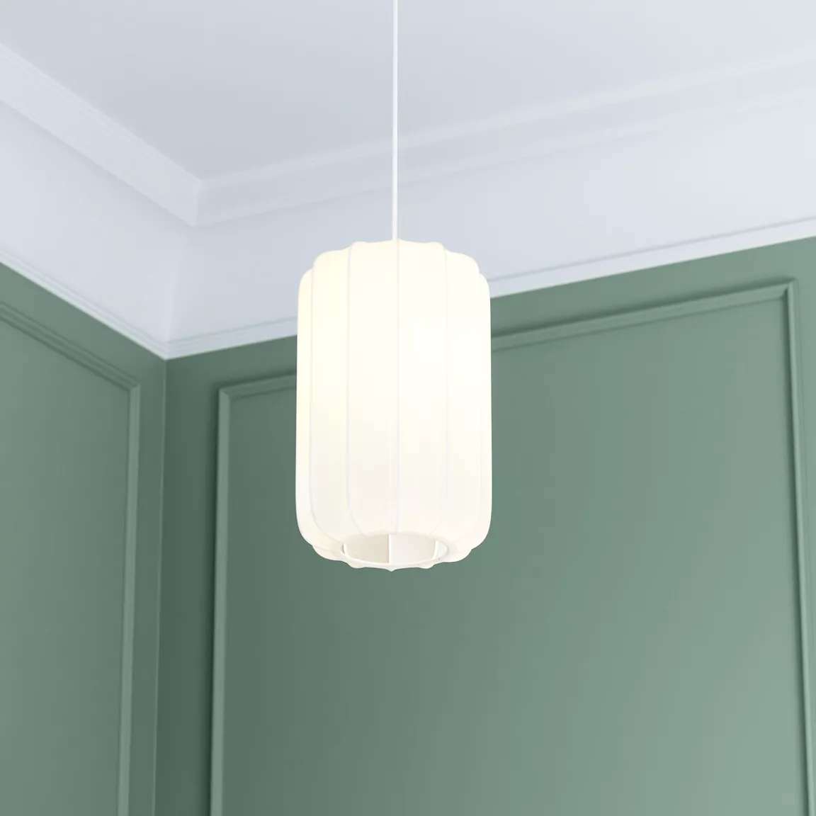 Suspension luminaire coton (25 x 35 cm) Toby Blanc