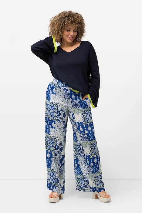 Hose Rose, Patchdruck, gerades Bein, Komfortbund