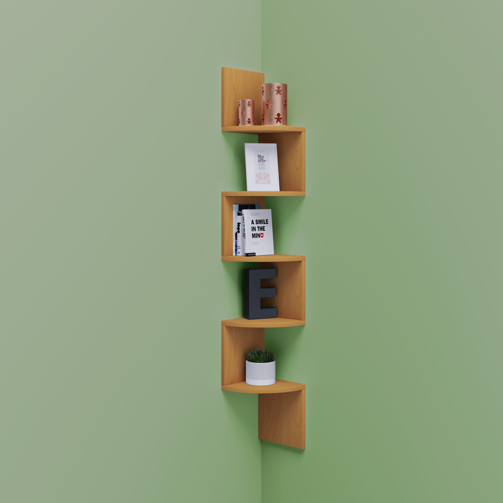 Eckregal MINTIS - Buche - 5 Ablagen - 123,6 cm