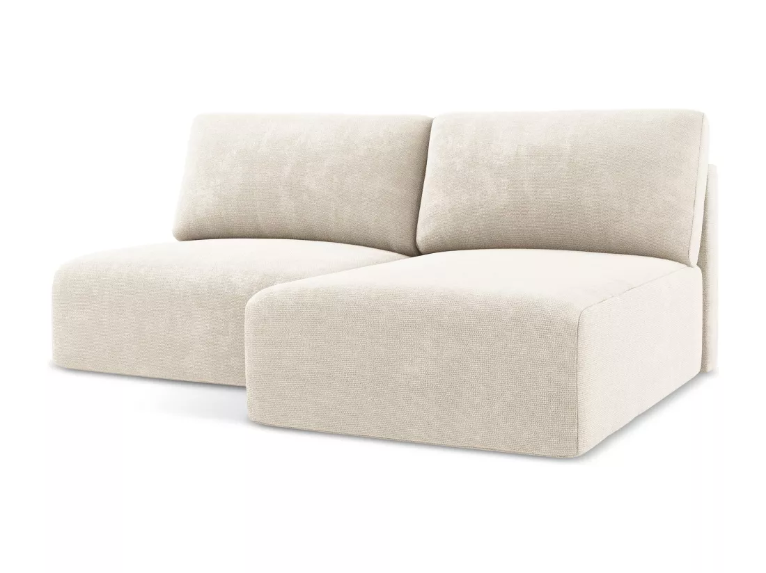 Canapé d’angle 3 places droit sans accoudoir convertible en Chenille - beige clair - KONA