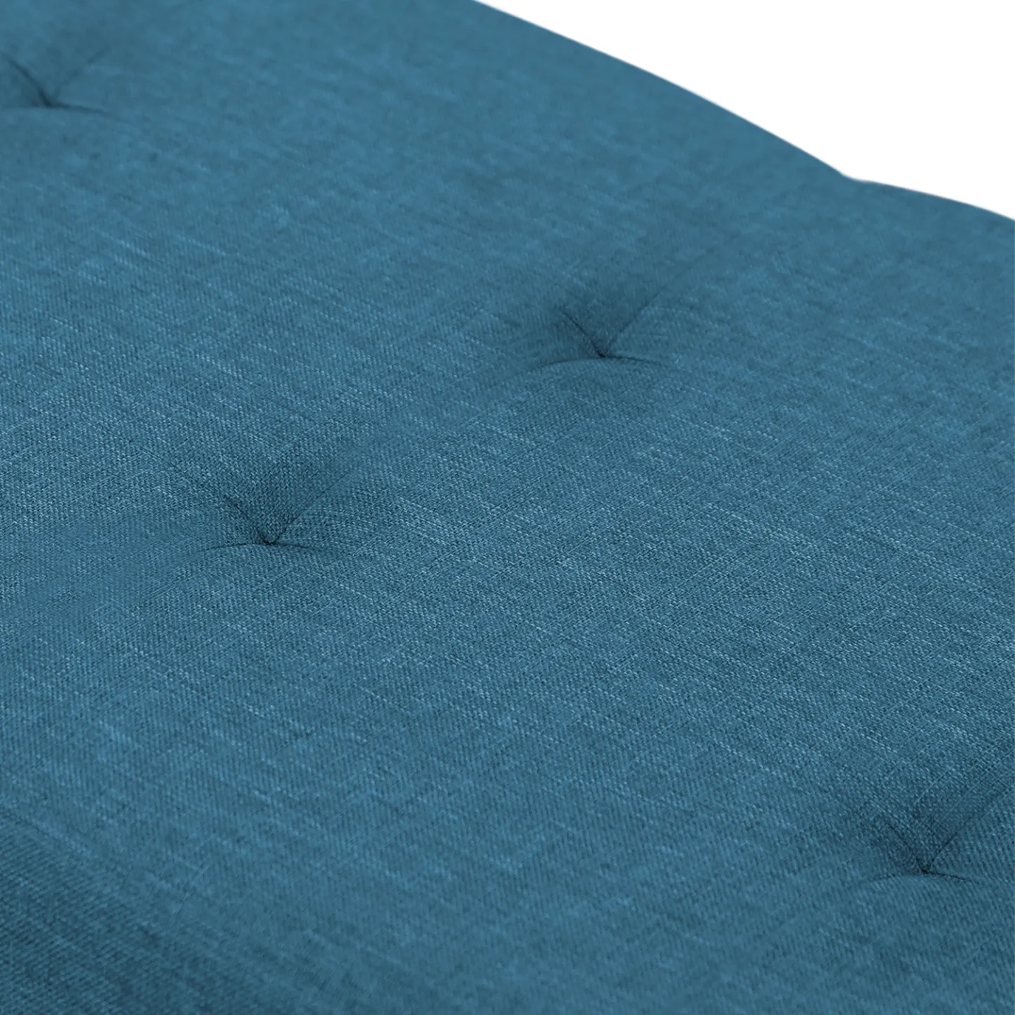 Banc coffre rangement sur pied 100 cm tissu bleu canard