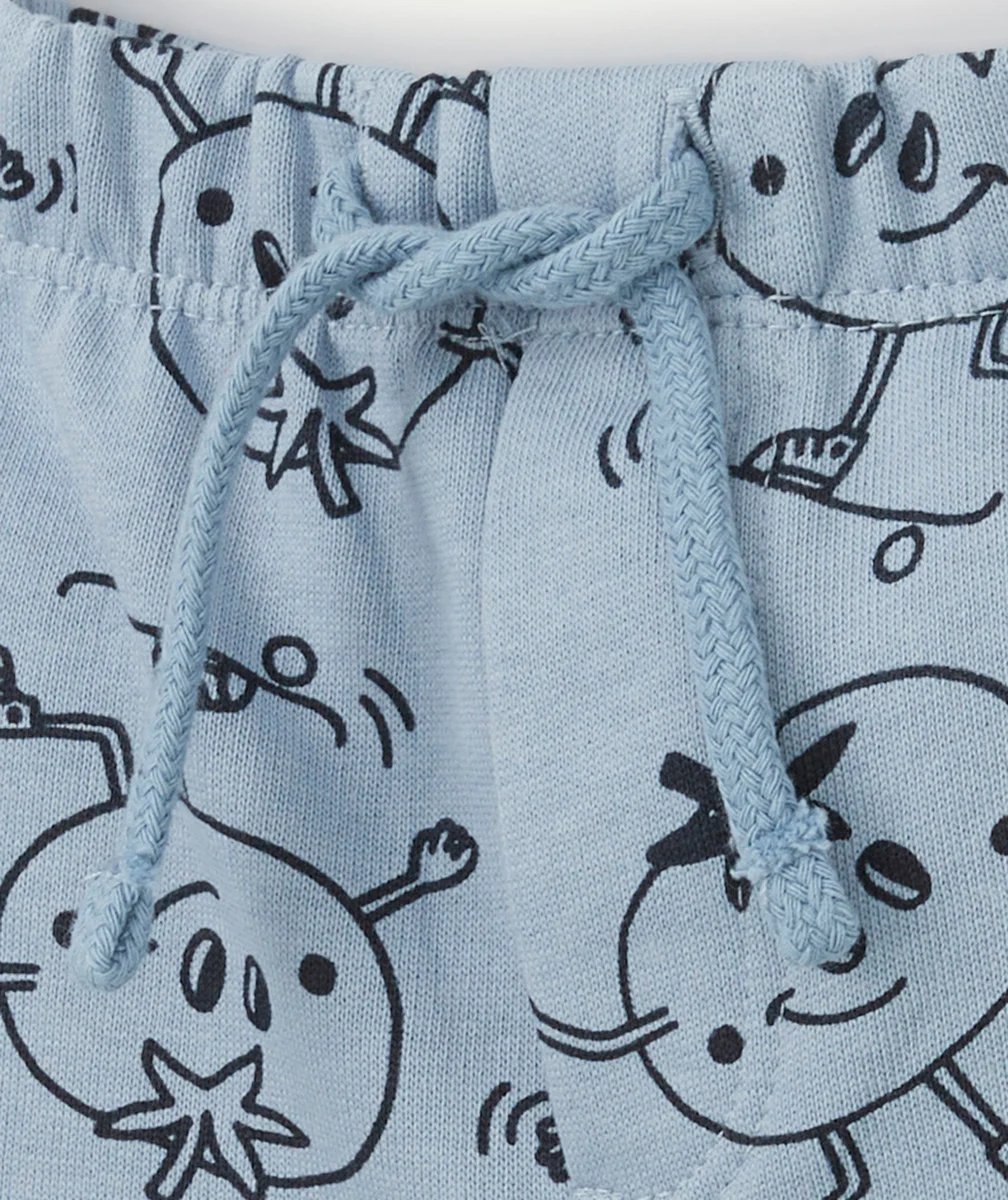 BERMUDA BÉBÉ GARÇON EN COTON BIO BLEU AVEC TOMATES