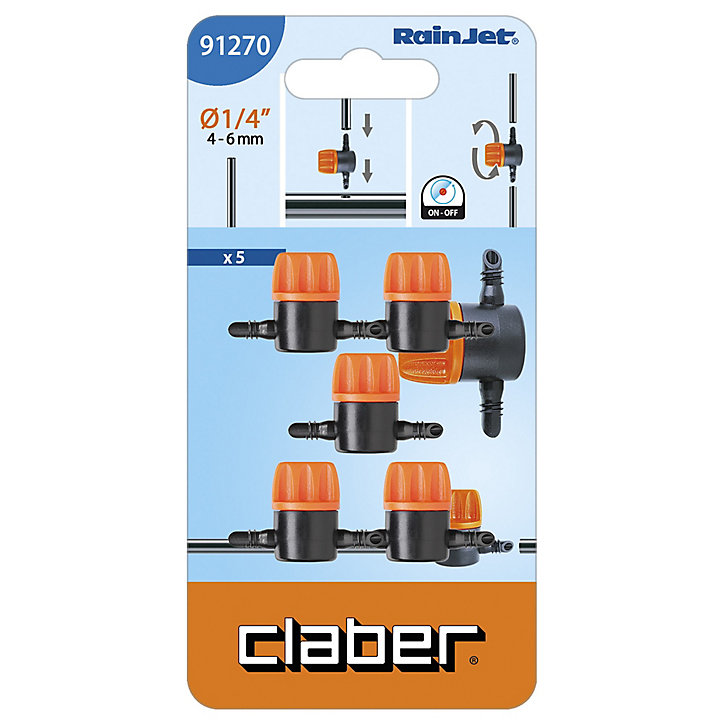 5 robinets d'arrêt Claber 1 / 4 x 1 / 4