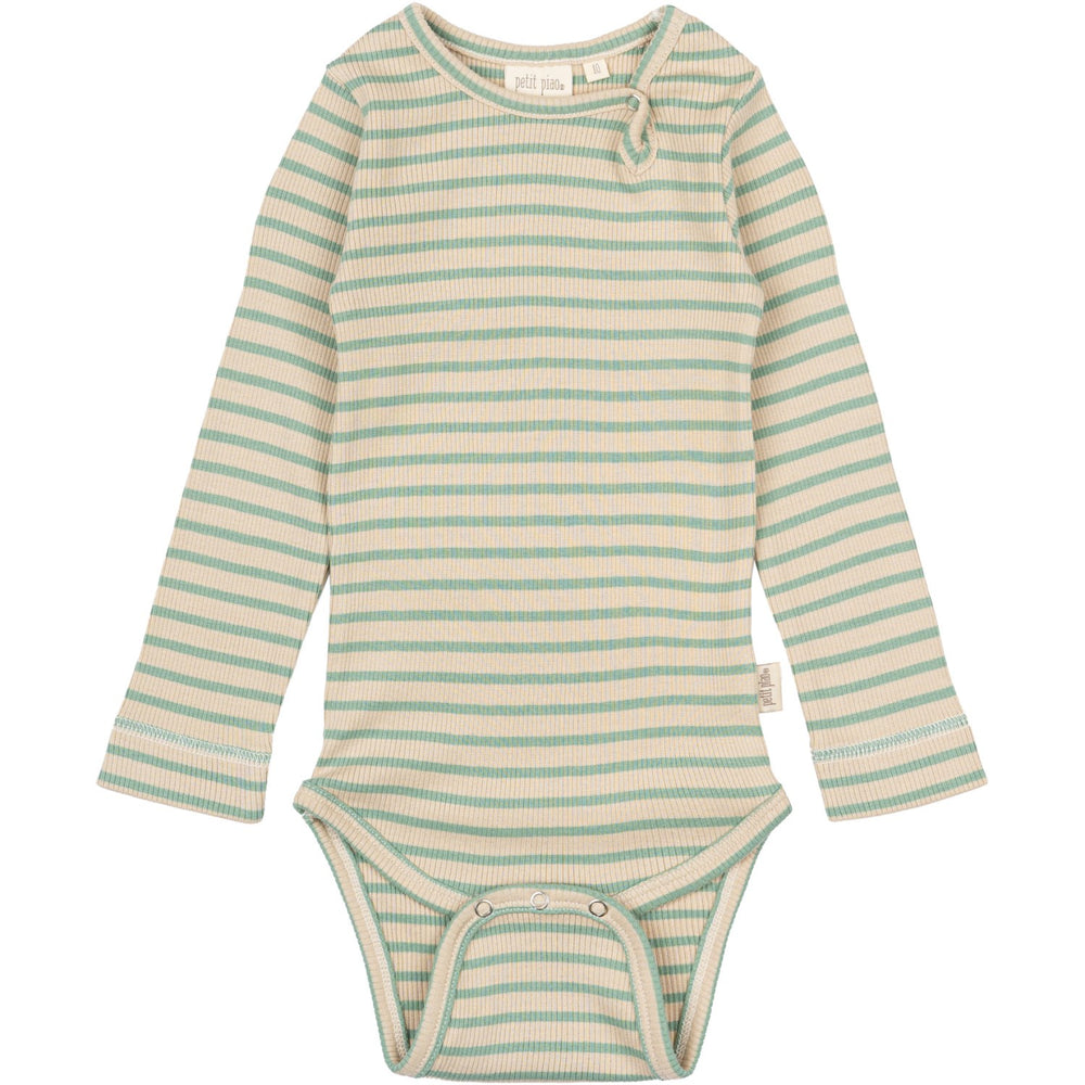 Køb Petit Piao Granite Green/Dark Off White Body L/S Modal Striped